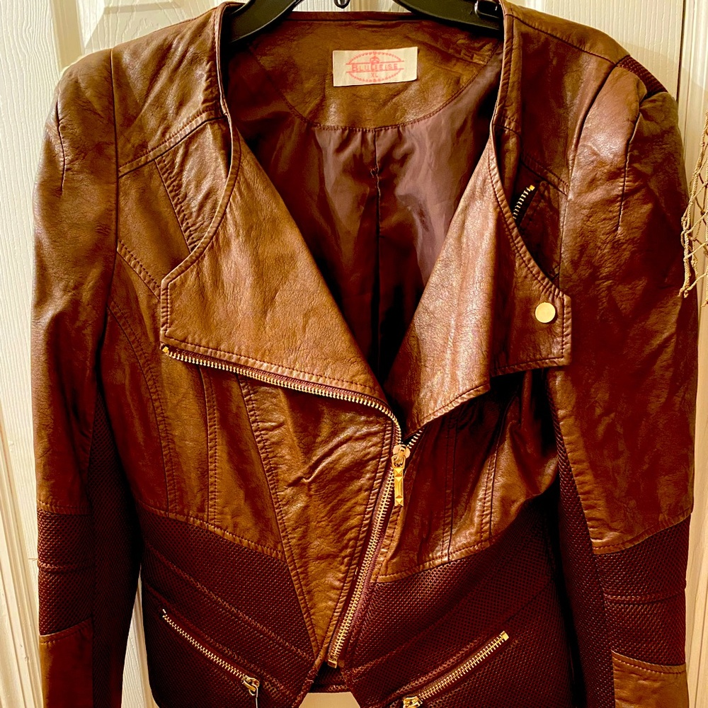 BluDeise Brown Leather Jacket - XL -